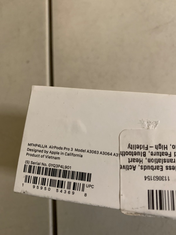 Photo 1 of Apple AirPods Pro 3 Wireless Earbuds, Active Noise Cancellation, Live Translation, Heart Rate Sensing, Hearing Aid Feature, Bluetooth Headphones, Spatial Audio, High-Fidelity Sound, USB-C Charging