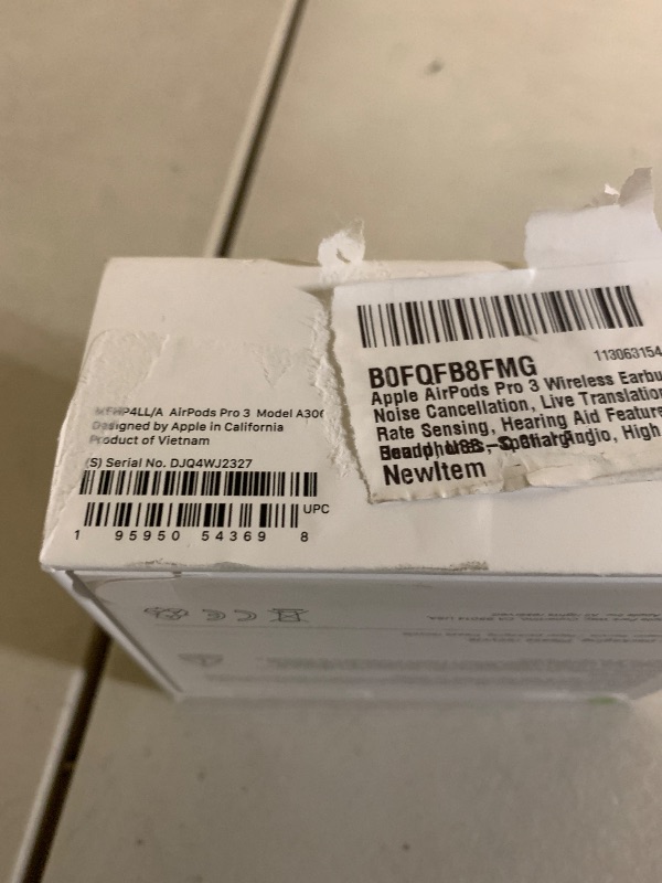 Photo 1 of Apple AirPods Pro 3 Wireless Earbuds, Active Noise Cancellation, Live Translation, Heart Rate Sensing, Hearing Aid Feature, Bluetooth Headphones, Spatial Audio, High-Fidelity Sound, USB-C Charging