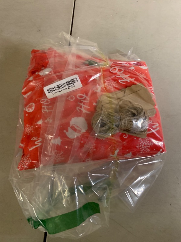 Photo 1 of 10 PCS Christmas Drawstring Gift Bags with Tags, Xmas Gift Bags Assorted Sizes Bulk, Large Medium Small Holiday Gift Bag Cotton Fabric Gifts Wrapping Bag for Christmas Presents Party Favor Goody Sack