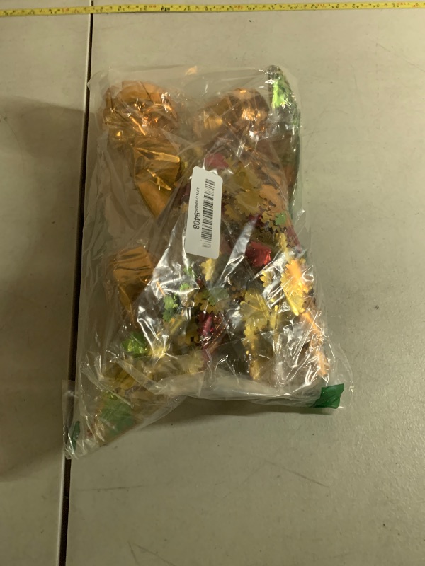 Photo 1 of 3 Pack Thanksgiving Day Fall Spray Centerpieces-Balloon Weight Centerpieces Gold Orange Metallic Strands Die-Cut Foil Autumn Leaves Centerpieces Thanksgiving Day Party Supplies Table Decorations