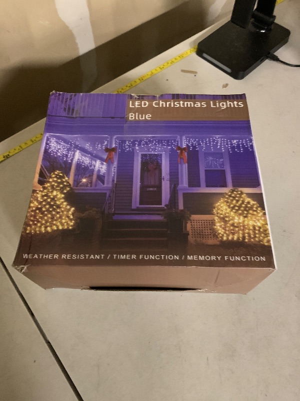 Photo 1 of 1620 LED 164ft 360 Drops Christmas Lights, Outdoor Hanging lights with 8 Modes & Timer Memory, Outside Waterproof Curtain String Light for House Fence Tree Holiday Wedding Party Decorations (Blue)