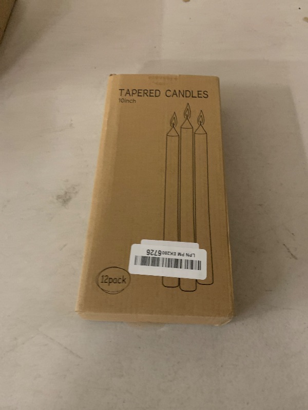Photo 1 of 12 Pack Ivory Taper Candles 10 inch - Taper Candles Dripless, Smokeless, Unscented - 8 Hours Long Burning - Hand Poured Tall Candlesticks - Perfect for Home Decor, Weddings, and Special Occasions