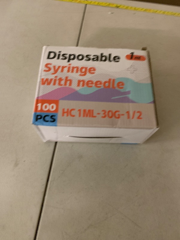 Photo 1 of 1ml/cc 30G 1/2" Jeringa, U-100 Lab Tools, Individual Wrapped 100 Pack