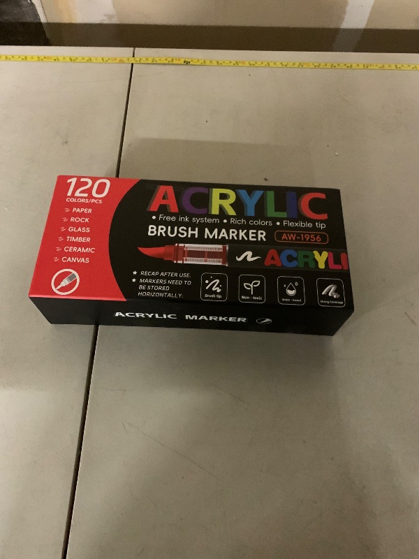 Photo 1 of 120 Colors Permanent Acrylic Paint Markers,Brush Tip Pens set for Rocks Wood Glass Ceramics Fabric Paint for Coloring,Painting,DIY Drawing and Art