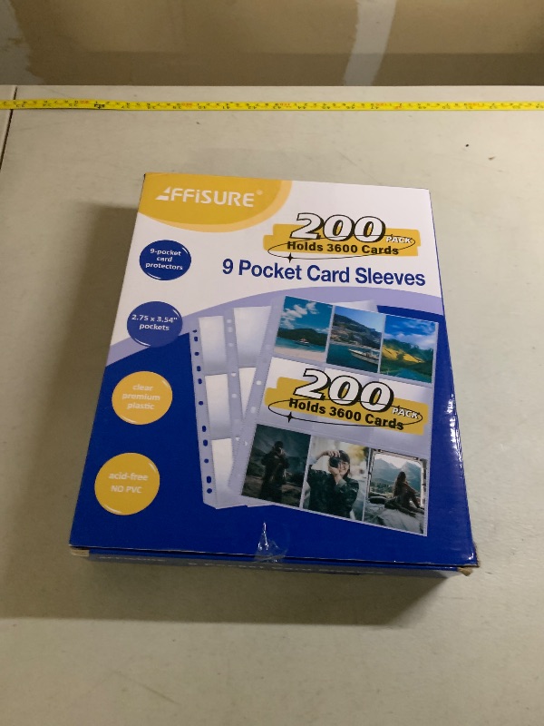 Photo 1 of 200 Pack 9 Pocket Trading Card Binder Pages, Holds 3600 Cards, Thickened Binder Sleeves, 3 Ring 9 Pocket Sheets for Sports Cards, Coupons Cards