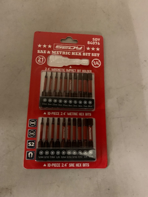 Photo 1 of 21-Piece 2.5" Hex Head Allen Wrench Drill Bit Set, 1/4" Hex Screwdriver Bits Set with Durable Magnetic Impact Bit Holder, SAE & Metric Allen Key, S2 Steel, Mechanic Home Repair