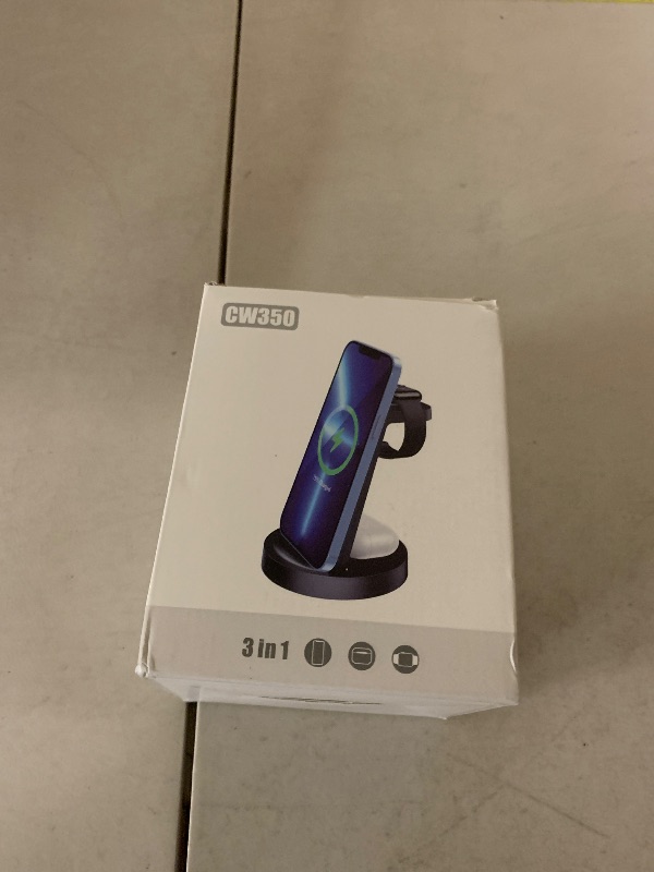 Photo 1 of 3 in 1 Charging Station for iPhone, Wireless Charger for iPhone 17 16e 16 15 14 13 12 11 X Pro Max & Apple Watch - Wireless Charging Station for AirPods 4 3 Pro