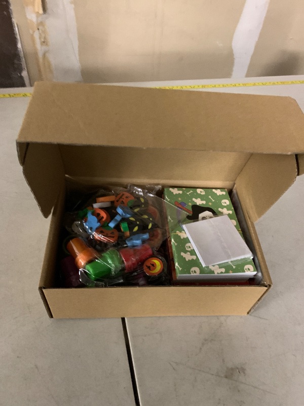 Photo 1 of 168PCS Halloween Party Favors Stationery Set for Kids, Halloween Class Exchange, Goody Bag Fillers, Stationery Kit Including Pencil, Eraser, Ruler, Notepad, Stamper, Sticker for Kids Trick or Treat