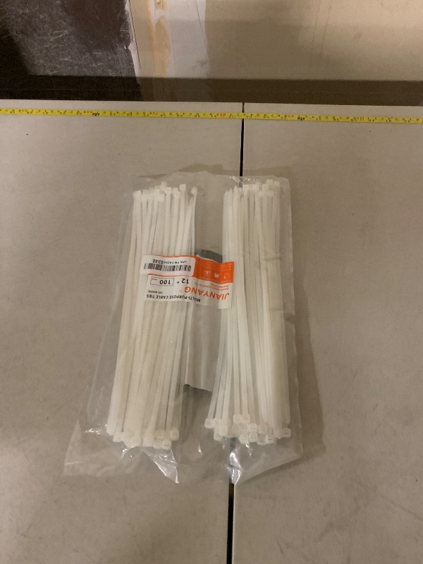 Photo 1 of 12 Inch White Zip Ties Double Sided Toothed,120 LBS Tensile Strength Heavy Duty Cable Wire Ties With Self-Locking Adjustable More Durable Nylon Tie Wraps for Indoor Outdoor?100 Pack?