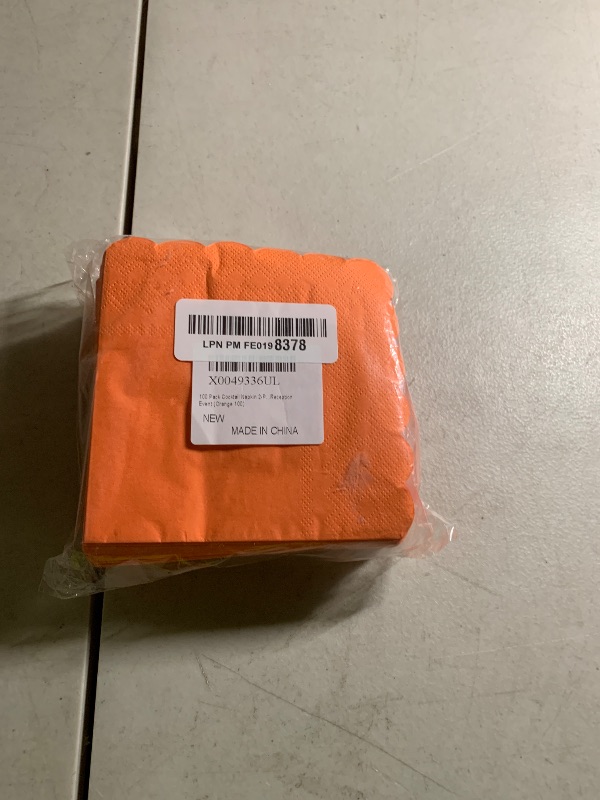 Photo 1 of 100 Pack Cocktail Napkin 2-Ply Scalloped Edged Dessert Napkins Folded 5 x 5 Inches Disposable Napkins for Dinner Wedding Birthday Party Bridal Anniversary Reception Event (Orange)