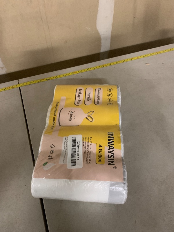 Photo 1 of 4 Gallon Trash-Bags Small-Bathroom Garbage-Bag Drawstring - Strong Kitchen White 200 Count Plastic Unscented For Can Car Disposable Recycling Office Size Waste Basket Inwaysin