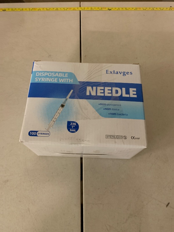 Photo 1 of 100 Pack Disposable 3ml/cc Lab Syringes with 23Ga 1 Inch Needle Luer Lock, Individually Sealed Packed
