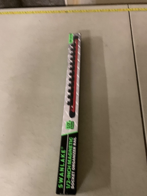 Photo 1 of 1/2-Inch Magnetic Socket Organizer Rail, Aluminum Alloy Socket Rail, Heavy Duty Sockets Holder with 12 Clips, 360° Swivel Clip Tool Tray, Sockets Organizer for Tool Box Drawer (Red)