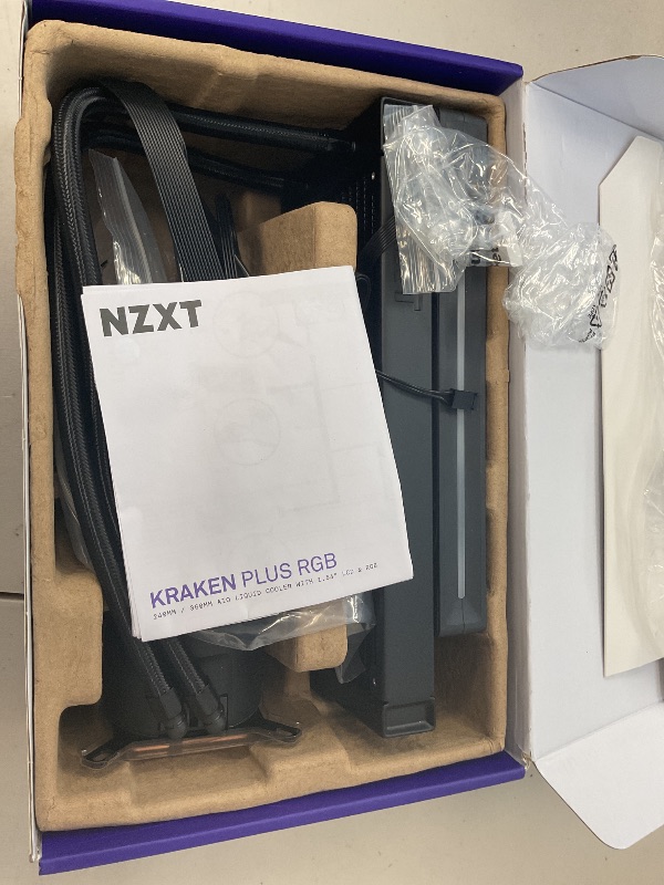 Photo 1 of NZXT Kraken Plus 240 RGB – AIO CPU Liquid Cooler – 240mm Radiator – F240 RGB Core Single Frame Fan – Customizable 1.54" Square LCD – AMD® AM5, AM4 – Intel® LGA 1851/1700, 1200/115X – Black