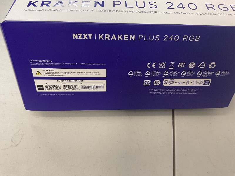 Photo 1 of NZXT Kraken Plus 240 RGB – AIO CPU Liquid Cooler – 240mm Radiator – F240 RGB Core Single Frame Fan – Customizable 1.54" Square LCD – AMD® AM5, AM4 – Intel® LGA 1851/1700, 1200/115X – Black