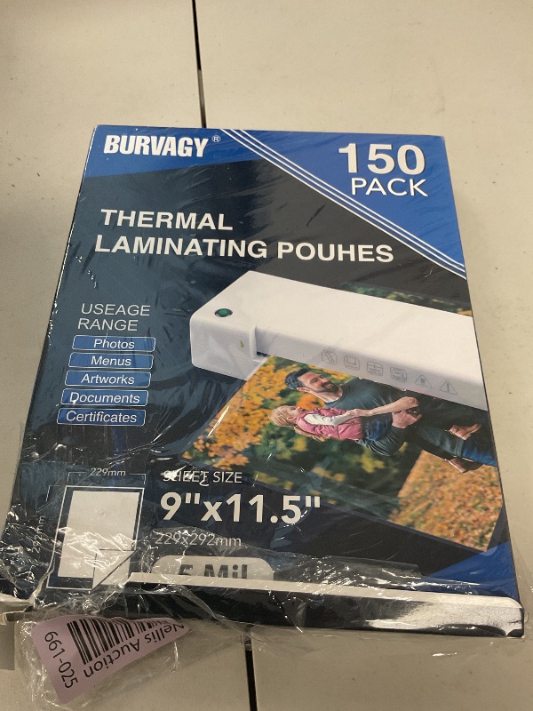 Photo 1 of BURVAGY 150 Pack 5 Mil Laminating Sheets, 9x11.5 Inches Thermal Laminating Pouches, for Laminator, Letter Size, Ultra Clear, Thick, Hold 8.5x11 Inches, Office School Supplies