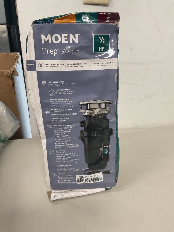Photo 1 of Moen Prep Series PRO 1/2 HP Continuous Feed Compact Garbage Disposal, Power Cord Included, GXP50C