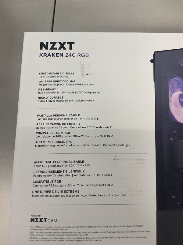 Photo 1 of NZXT Kraken 240 RGB - 240mm AIO CPU Liquid Cooler - Customizable 1.54" Square LCD Display for Images, Performance Metrics - High-Performance Pump - 2 x F120 RGB Core Fans - Black