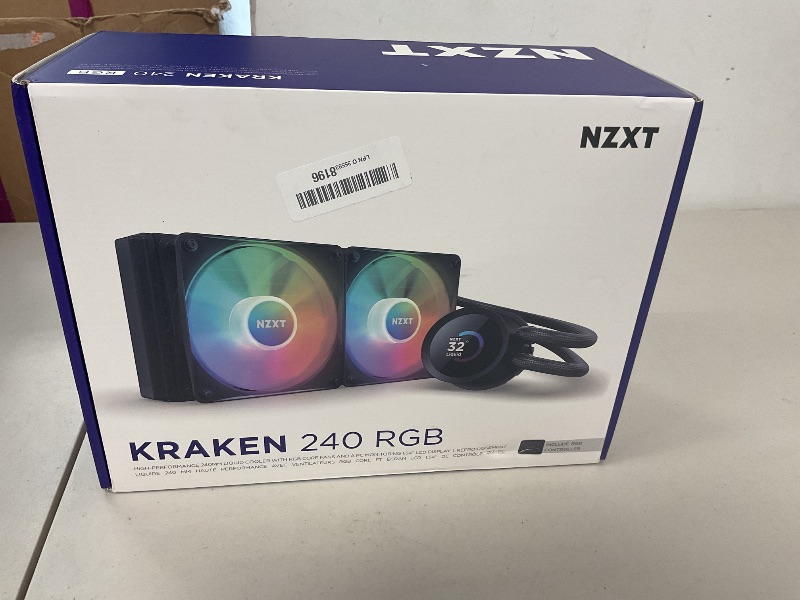 Photo 1 of NZXT Kraken 240 RGB - 240mm AIO CPU Liquid Cooler - Customizable 1.54" Square LCD Display for Images, Performance Metrics - High-Performance Pump - 2 x F120 RGB Core Fans - Black