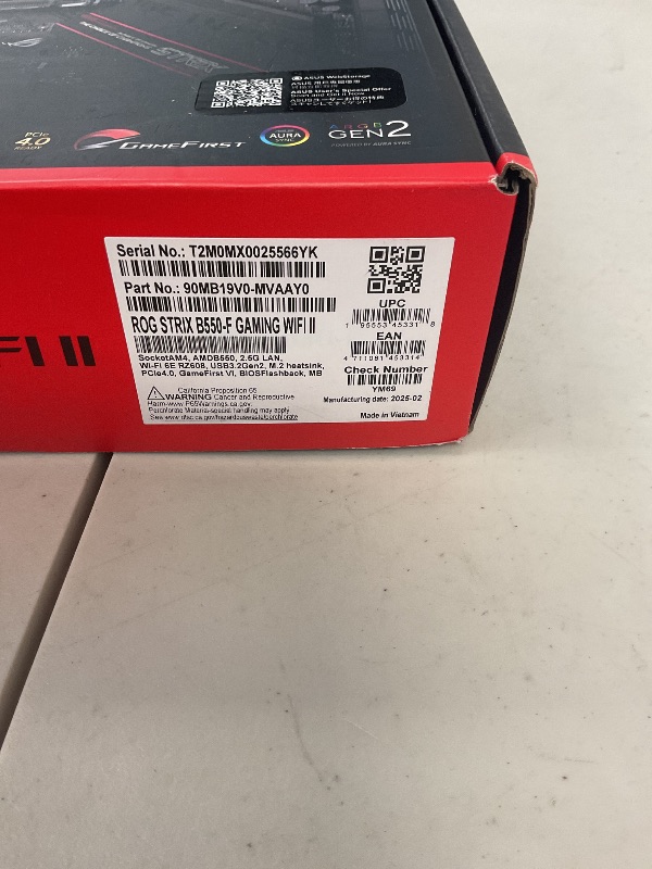 Photo 1 of Asus ROG Strix B550-F Gaming WiFi II AMD AM4 (3rd Gen Ryzen) ATX Motherboard (PCIe 4.0,WiFi 6E, 2.5Gb LAN, BIOS Flashback, HDMI 2.1, Addressable Gen 2 RGB Header and Aura Sync)