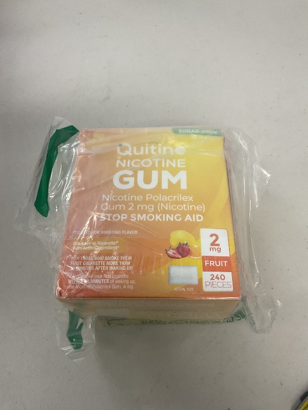 Photo 1 of Quitine Nicotine Gum 2mg, Fruit Flavor, Stop Smoking Aid – Relieve Nicotine Cravings with Effective, Affordable NRT | Long-Lasting Flavor, 240 Count, Traditional Gum to Support Your Quit Journey