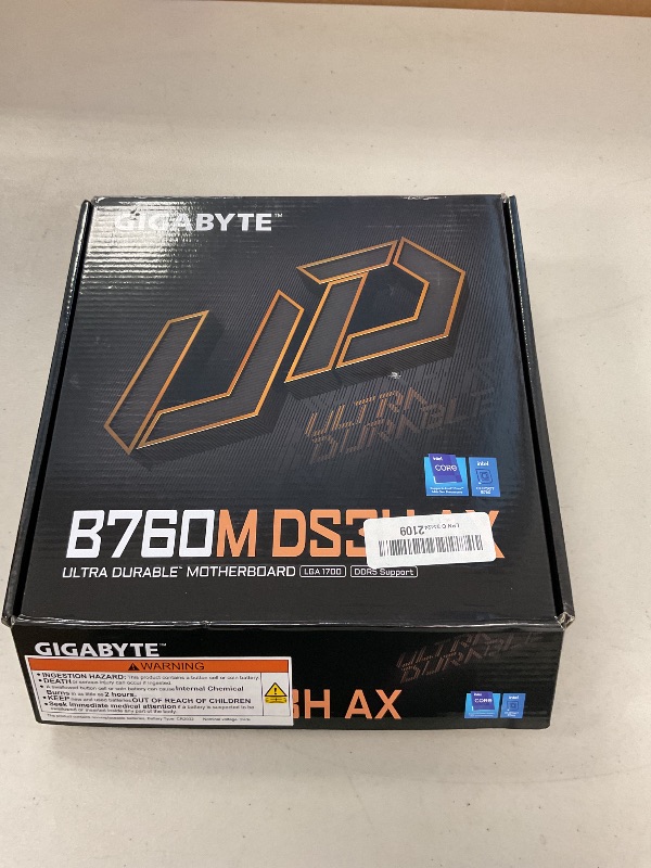 Photo 1 of GIGABYTE B760M DS3H AX (LGA 1700/ Intel/ B760/ M-ATX/ DDR5/ 2* M.2/ PCIe 4.0/ USB 3.2 Gen 2 Type-C/WiFi 6E/ 2.5GbE LAN/Q-Flash Plus/PCIe EZ-Latch/Motherboard)