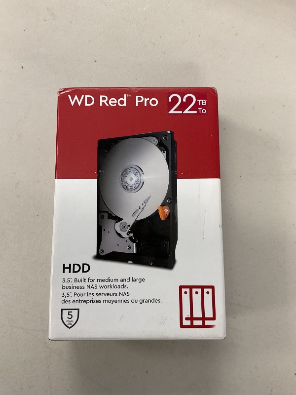 Photo 1 of Western Digital 22TB WD Red Pro NAS Internal Hard Drive HDD - 7200 RPM, SATA 6 Gb/s, CMR, 512 MB Cache, 3.5" - WD221KFGX