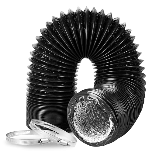 Photo 1 of Dryer Vent Hose, 6" Insulated Flexible Duct 8FT with 2 Clamps, Heavy Duty Four Layer Protection for Heating Cooling Ventilation and Exhaust, Black
