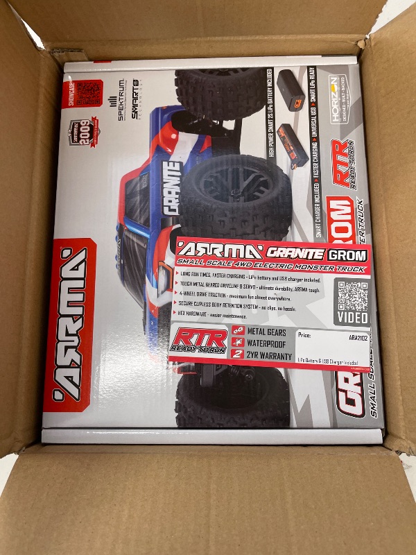 Photo 1 of ARRMA RC Truck 1/18 Granite GROM MEGA 380 Brushed 4X4 Monster Truck RTR with Battery & Charger, Blue, ARA2102T1