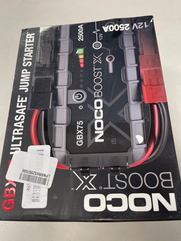 Photo 1 of NOCO Boost X GBX75: 2500A UltraSafe Jump Starter – 12V Lithium Battery Booster Pack, Portable Jump Box, Power Bank & Jumper Cables - for 8.5L Gas and 6.5L Diesel Engines