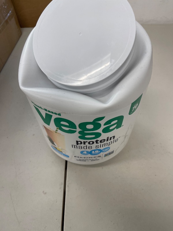 Photo 1 of Vega Protein Made Simple Vanilla XL Value Tub (70 Servings) Stevia Free Vegan Protein Powder, Plant Based, Healthy, Gluten Free, Pea Protein for Women and Men, 3.9lbs