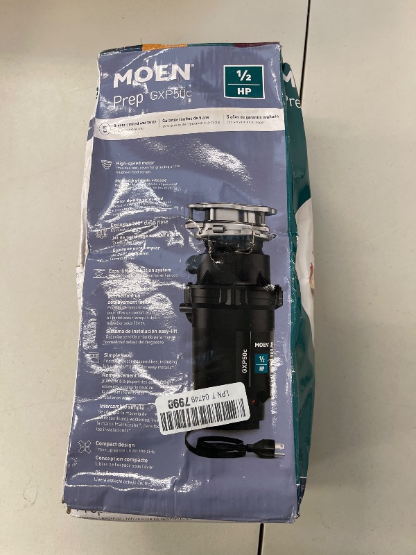 Photo 1 of Moen Prep Series PRO 1/2 HP Continuous Feed Compact Garbage Disposal, Power Cord Included, GXP50C