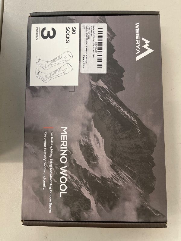 Photo 1 of WEIERYA Merino Wool Socks for Skiing, Snowboarding, Winter Outdoors, Over the Calf, Warm Thermal Socks for Cold Weather Turquoise Medium 3 Pack