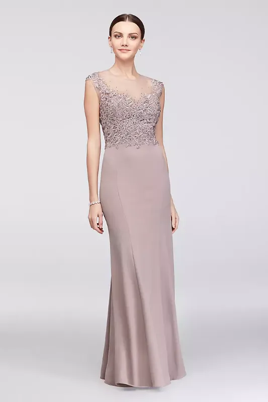 Photo 1 of Floral Applique Illusion Bodice Knit Mermaid Gown
STYLE# 59358D