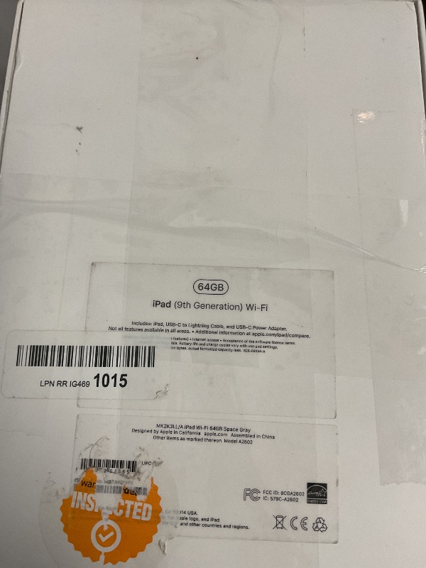 Photo 1 of Apple iPad (9th Generation): with A13 Bionic chip, 10.2-inch Retina Display, 64GB, Wi-Fi, 12MP front/8MP Back Camera, Touch ID, All-Day Battery Life – Space Gray