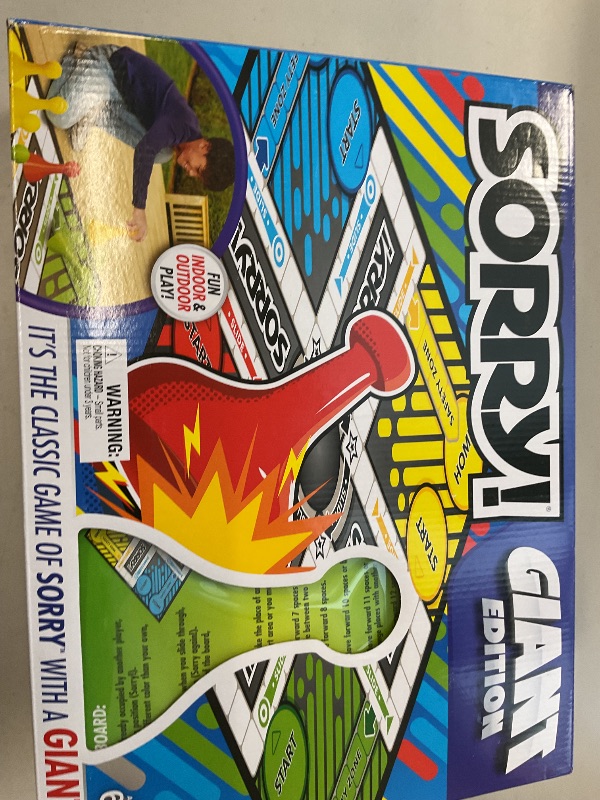Photo 1 of Giant SORRY! Classic Family Board Game Indoor Outdoor Retro Party Activity Summer Toy with Oversized Gameboard, for Adults and Kids Ages 6 and up