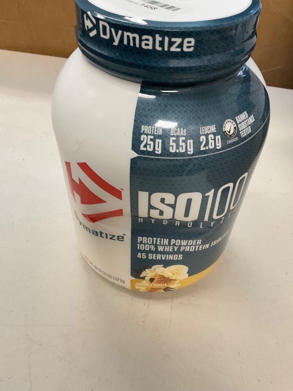 Photo 1 of Dymatize ISO 100 Whey Protein Powder Isolate, Gourmet Vanilla, 3 lbs