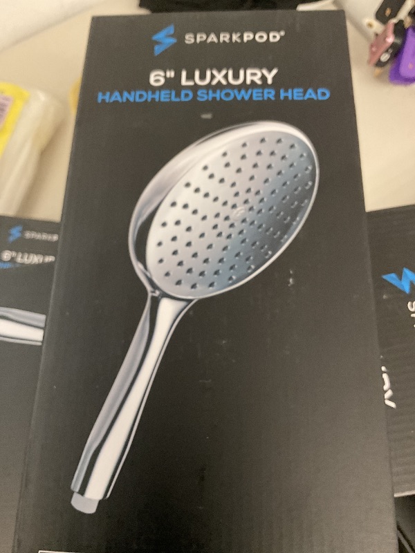 Photo 1 of SparkPod High Pressure Handheld Shower Head - Huge 6-Inch Face - Luxury Rain Shower Design - Tool-Free 1-Min Installation - Handheld Only, No Bracket or Hose (Luxury Polished Chrome)