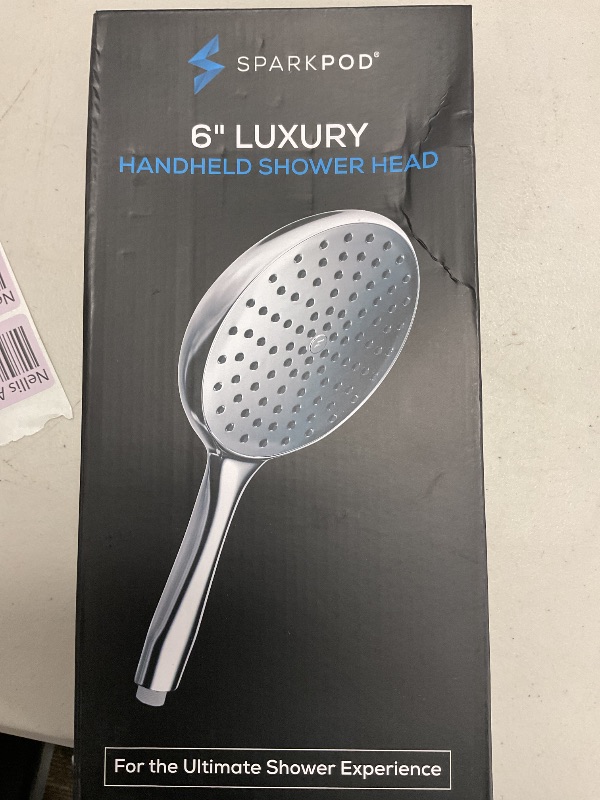 Photo 1 of SparkPod High Pressure Handheld Shower Head - Huge 6-Inch Face - Luxury Rain Shower Design - Tool-Free 1-Min Installation - Handheld Only, No Bracket or Hose (Luxury Polished Chrome)