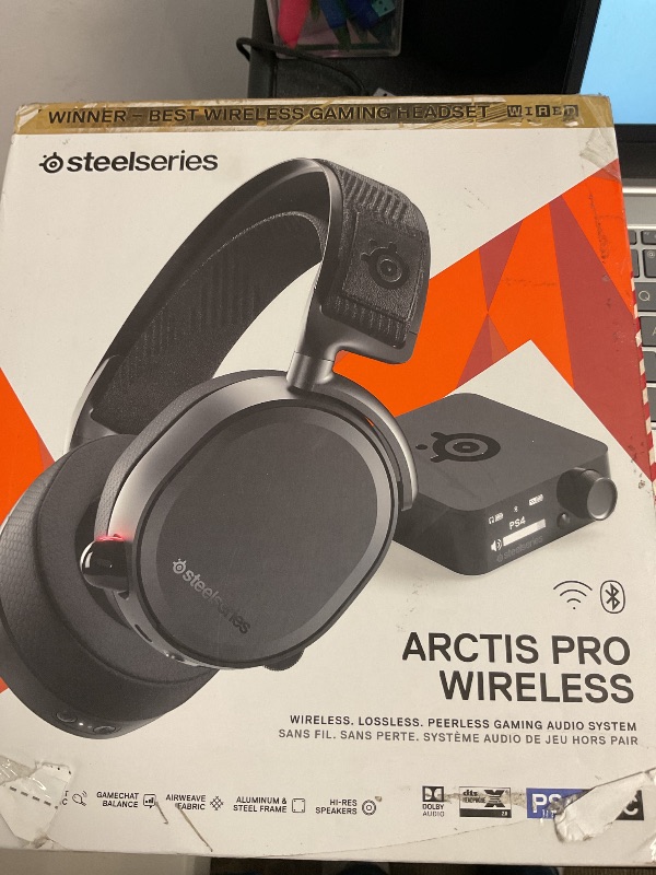 Photo 1 of SteelSeries Arctis Pro Wireless Gaming Headset - High Fidelity 2.4 GHz Wireless - Mixable Bluetooth - Non-Stop Dual Battery - OLED Base Station - AI Noise Canceling Mic - PC, PS5, PS4, Mobile - Black