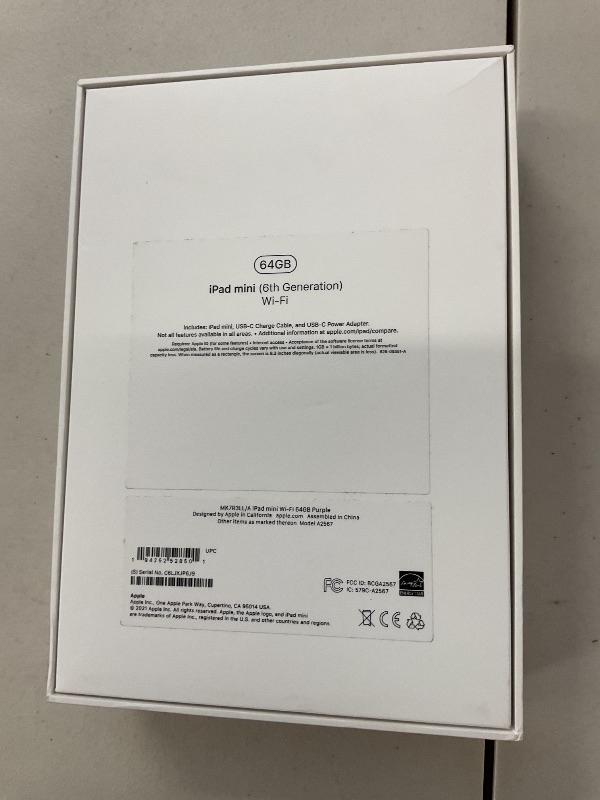 Photo 1 of Apple iPad Mini (6th Generation): A15 Bionic, 8.3-inch Liquid Retina Display, 64GB, Wi-Fi 6, 12MP front/12MP Back Camera, Touch ID, All-Day Battery Life – Purple