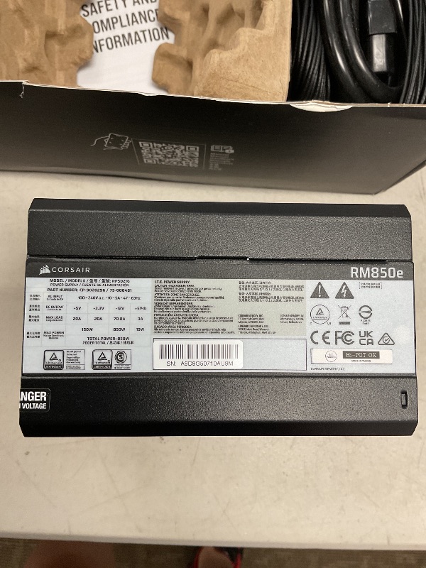 Photo 1 of CORSAIR RM1000x Fully Modular Low-Noise ATX Power Supply – ATX 3.1 Compliant – PCIe 5.1 Support – Cybenetics Gold Efficiency – Native 12V-2x6 Connector – Black