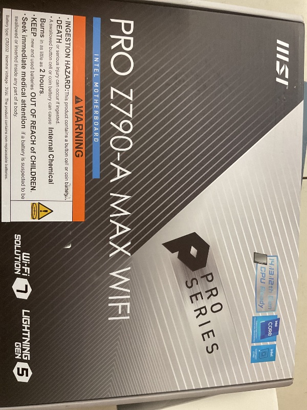 Photo 1 of MSI PRO Z790-A MAX WiFi ProSeries Motherboard (Supports 12th/13th/14th Gen Intel Processors, LGA 1700, DDR5, PCIe 5.0, M.2, SATA 6G, 2.5Gbps LAN, USB 3.2 Gen2, Wi-Fi 7, Bluetooth 5.4, ATX)