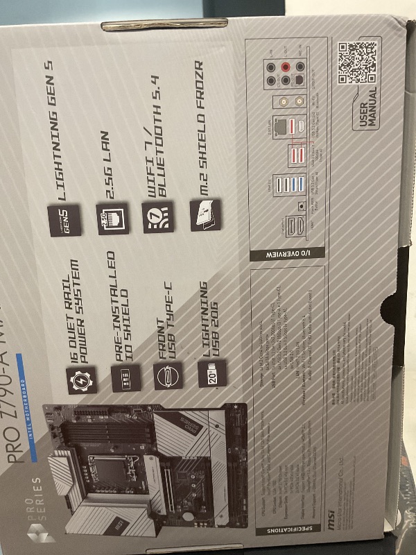 Photo 1 of MSI PRO Z790-A MAX WiFi ProSeries Motherboard (Supports 12th/13th/14th Gen Intel Processors, LGA 1700, DDR5, PCIe 5.0, M.2, SATA 6G, 2.5Gbps LAN, USB 3.2 Gen2, Wi-Fi 7, Bluetooth 5.4, ATX)