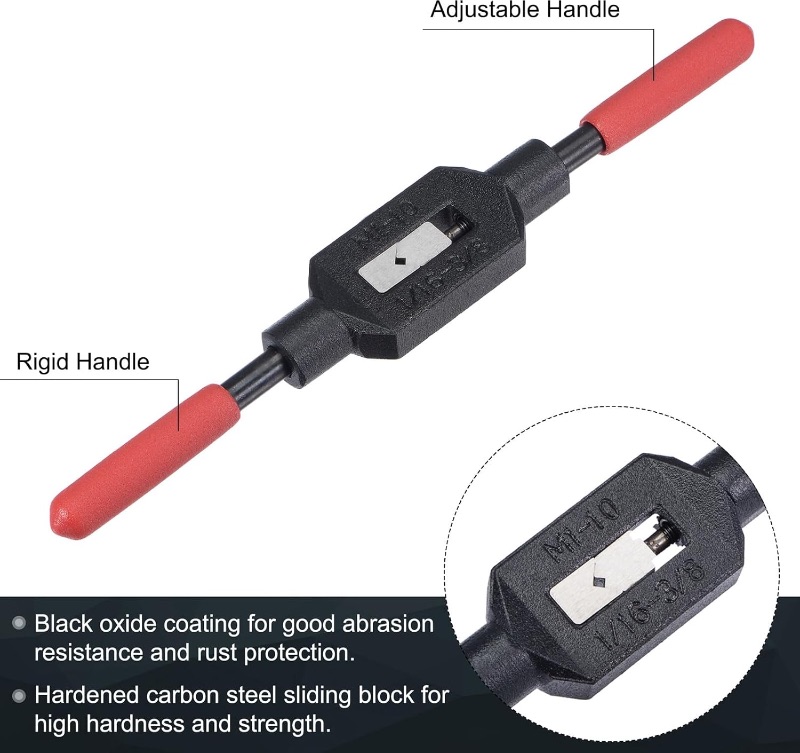 Photo 1 of uxcell  Adjustable Tap Wrench Handle for 1/16"-1/4" UNC/UNF/Metric M1-M8 Taps, Screw Tap Holder Reamer Hand Tapping Tool for Machinist Repair with Plastic Dipped Handle