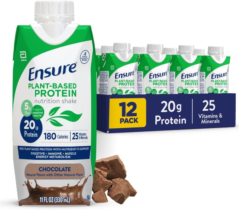 Photo 1 of Ensure Plant-Based Vegan Protein Chocolate Nutrition Shake I Gluten-Free I Dairy-Free I Soy-Free Shake 12 Pack