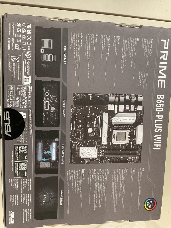 Photo 1 of ASUS Prime B650-PLUS WiFi AMD B650 AM5 Ryzen™ Desktop 9000 8000 & 7000 ATX Motherboard, DDR5, PCIe 5.0 M.2, 2.5Gb LAN, WiFi 6E, HDMI™, SATA 6 Gbps, USB Type-C®, BIOS Flashback™, Thunderbolt™ 4 Header