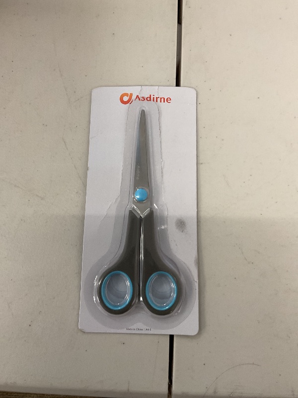 Photo 1 of Asdirne 6.4" Scissors, Stainless Steel Blades, Soft Grip Handle, Suitable for Households,Offices and Schools, All Purpose, Blue/Grey