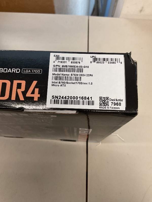 Photo 1 of GIGABYTE B760M DS3H DDR4 (LGA 1700/ Intel/ B760/ M-ATX/ DDR4/ Dual M.2/ PCIe 4.0/ USB 3.2 Gen 2 Type-C/ 2.5GbE LAN/Q-Flash Plus/PCIe EZ-Latch/Gaming Motherboard)
