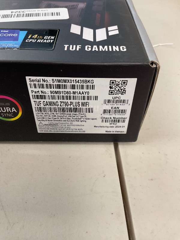 Photo 1 of See notes and pictures …..ASUS TUF Gaming Z790-Plus WiFi LGA 1700(Intel 14th,12th &13th Gen) ATX Gaming Motherboard(PCIe 5.0,DDR5,4xM.2 Slots,16+1 DrMOS,WiFi 6,2.5Gb LAN,Front USB 3.2 Gen 2 Type-C,Thunderbolt 4(USB4),Aura RGB)